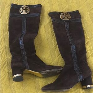 Tory Burch Brown Suede Knee-High Boots